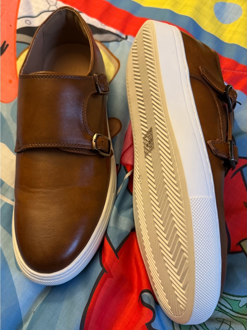 Brown Double Monk-Style Slip-On Sneakers